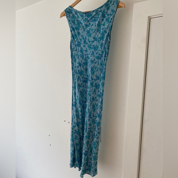 Diane Kroe Turquoise Blue Floral Summer Dress - Picture 3 of 3